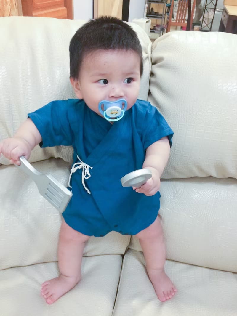 包屁甚平-棉麻12 將太壽司 嬰幼兒 寶寶 包屁衣和服 浴衣 禮盒新