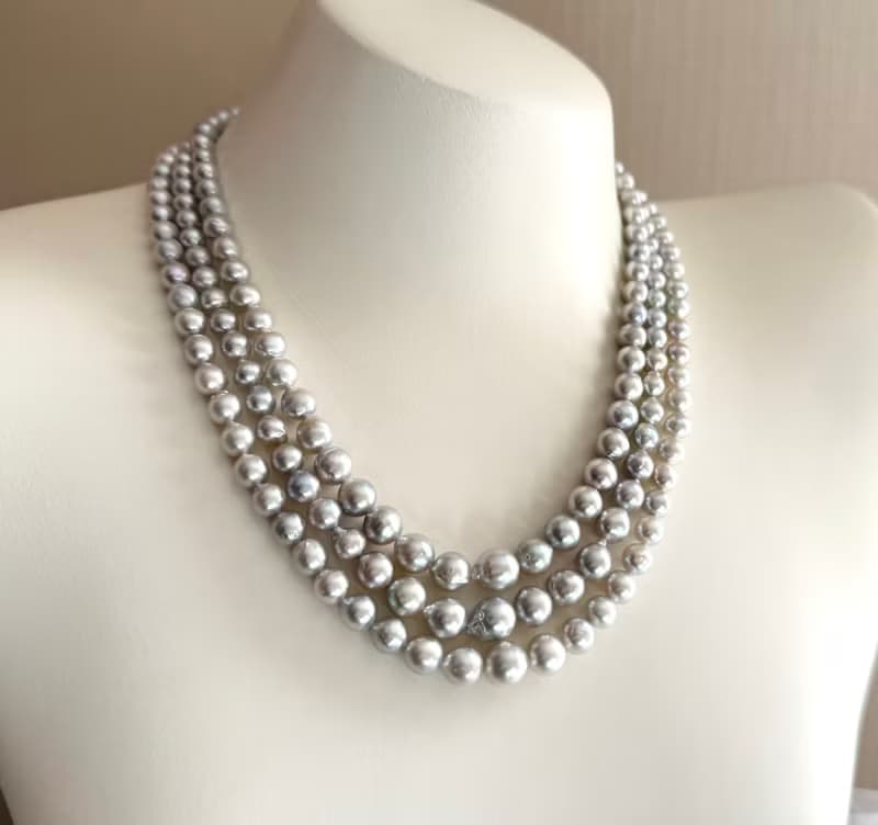 Akoya pearl 3 strand necklace  sea pearl