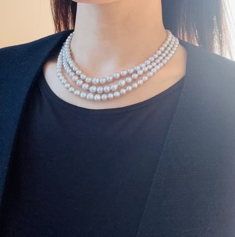 Akoya pearl 3 strand necklace  sea pearl