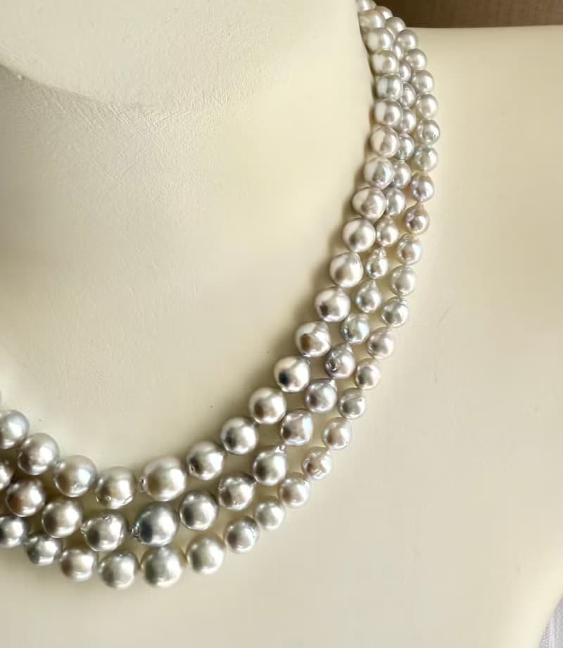 Akoya pearl 3 strand necklace  sea pearl