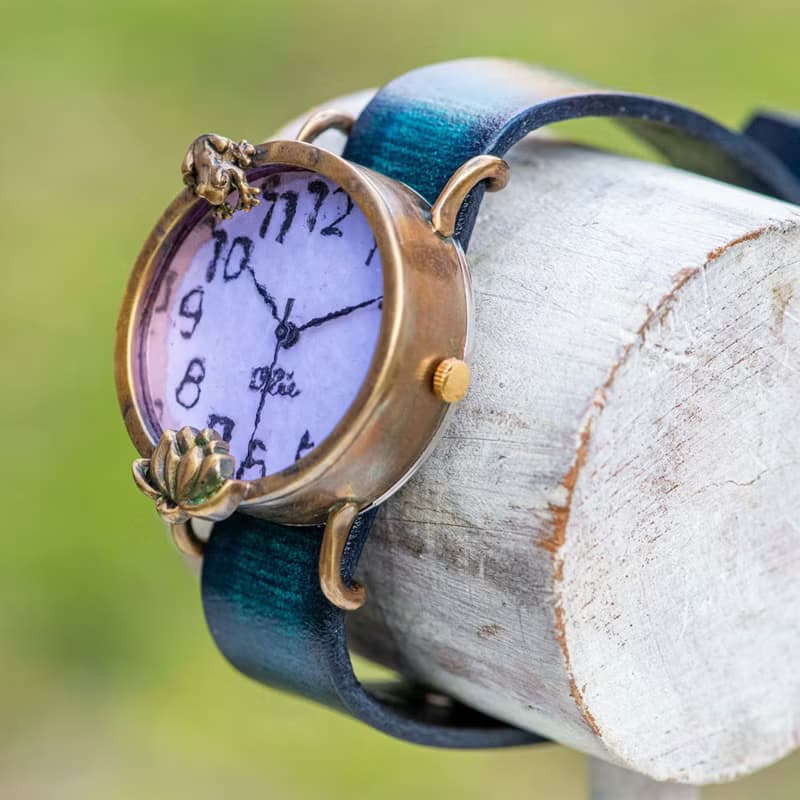 凝望蓮花的青蛙款手錶M淡紫色