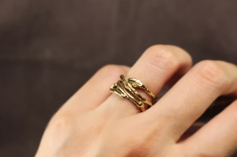 質感系列-樹枝小葉黃銅戒