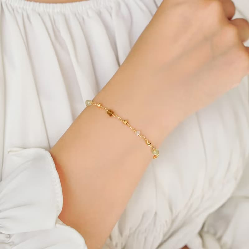 正能量 x 黃蛋白石 白水晶 石英石 碧璽 K金  【繁星點點】 手鍊