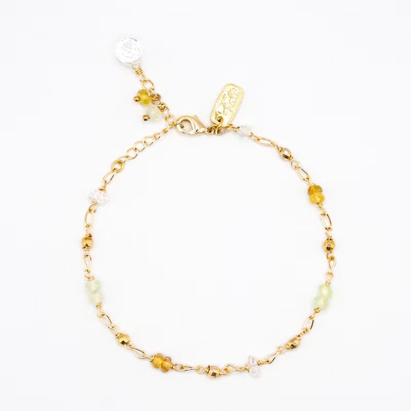 正能量 x 黃蛋白石 白水晶 石英石 碧璽 K金  【繁星點點】 手鍊
