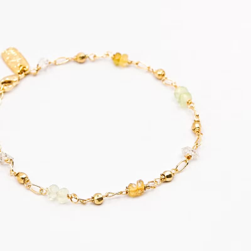 正能量 x 黃蛋白石 白水晶 石英石 碧璽 K金  【繁星點點】 手鍊