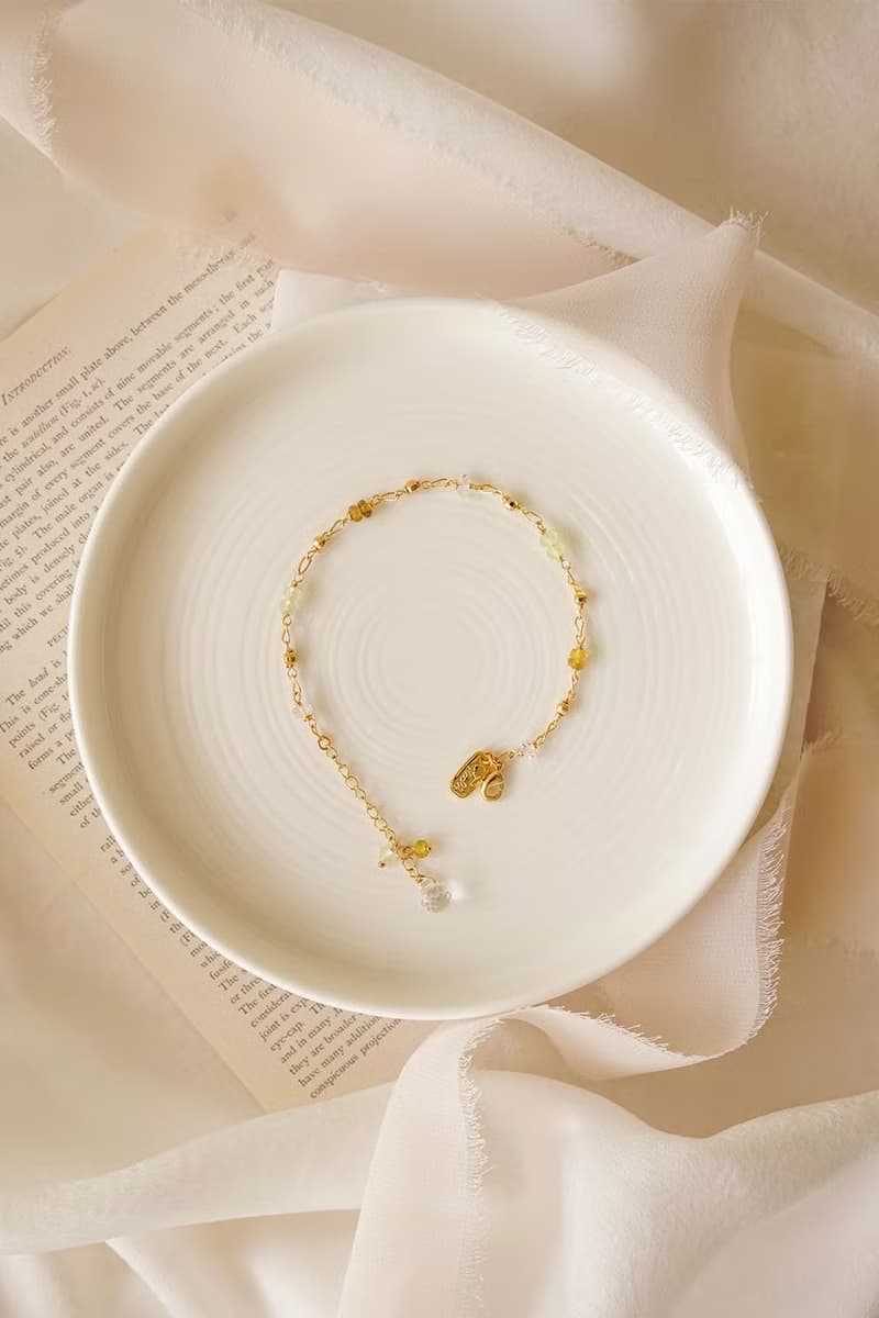 正能量 x 黃蛋白石 白水晶 石英石 碧璽 K金  【繁星點點】 手鍊