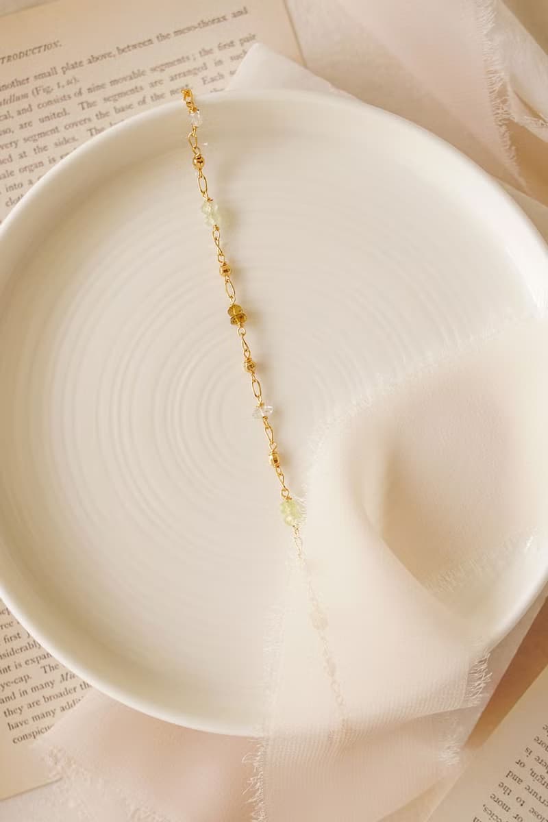 正能量 x 黃蛋白石 白水晶 石英石 碧璽 K金  【繁星點點】 手鍊