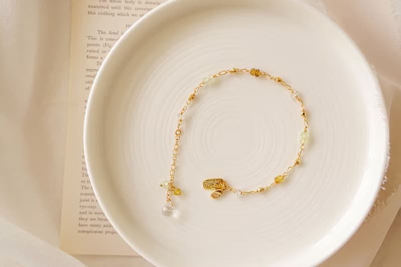 正能量 x 黃蛋白石 白水晶 石英石 碧璽 K金  【繁星點點】 手鍊