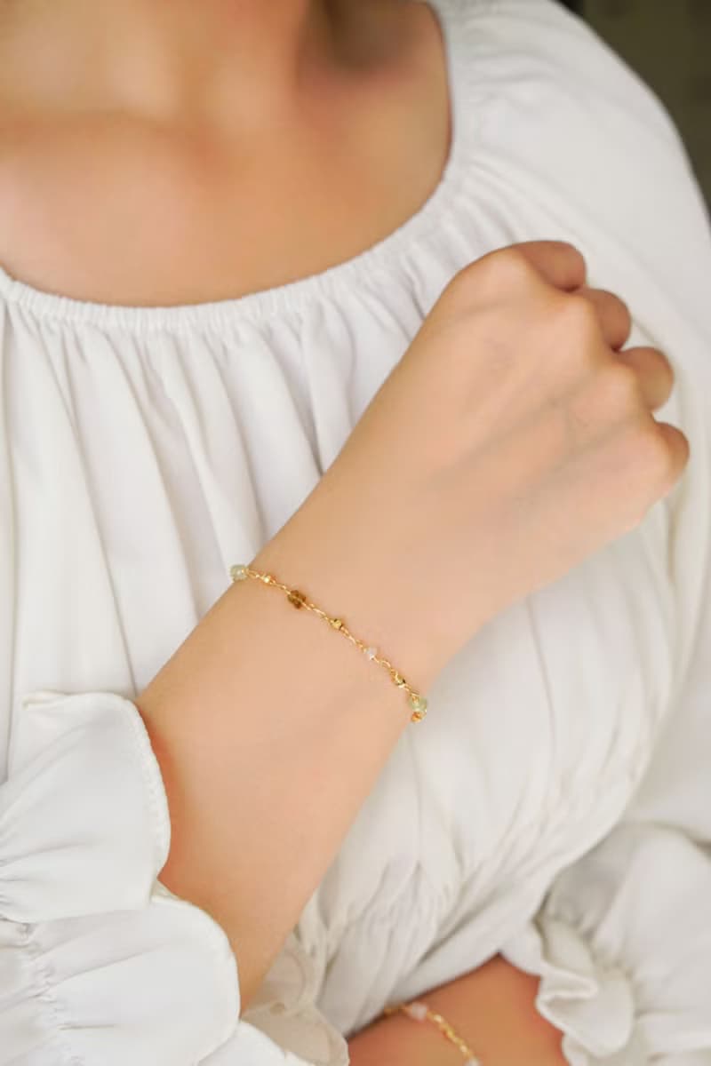 正能量 x 黃蛋白石 白水晶 石英石 碧璽 K金  【繁星點點】 手鍊