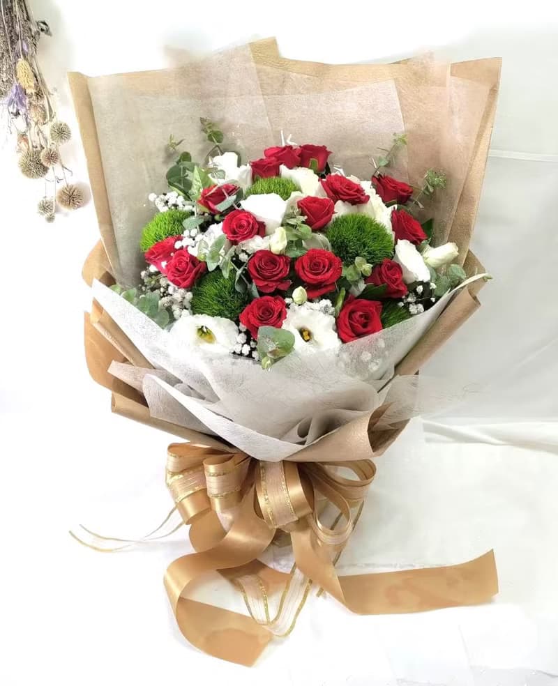 情人節花束 玫瑰桔梗精緻花束 台北市外送免運費 典華優惠券