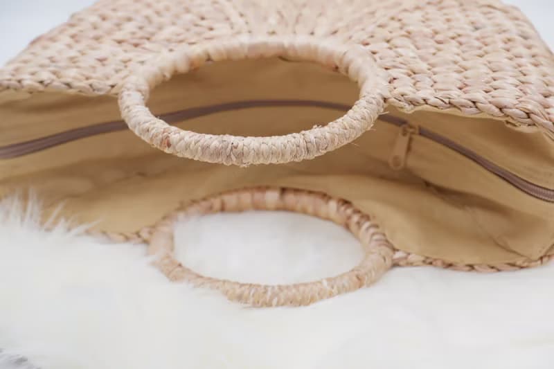 Woven bag with pom poms, handbag, wedding gift bag for the beach women's handbags