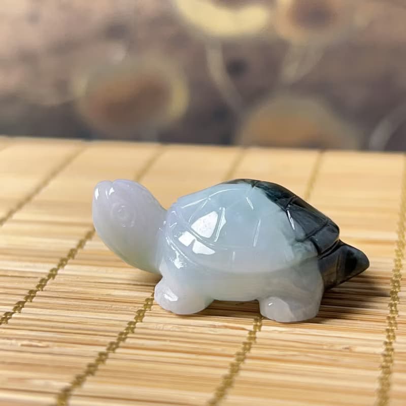 【吉祥‧長壽】飄花翡翠烏龜 | 天然緬甸A貨翡翠 | 送禮