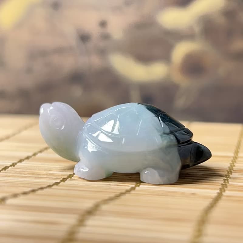 【吉祥‧長壽】飄花翡翠烏龜 | 天然緬甸A貨翡翠 | 送禮