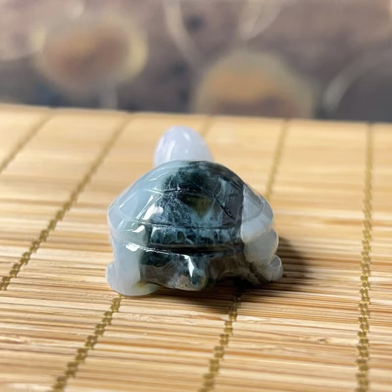 【吉祥‧長壽】飄花翡翠烏龜 | 天然緬甸A貨翡翠 | 送禮