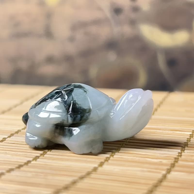 【吉祥‧長壽】飄花翡翠烏龜 | 天然緬甸A貨翡翠 | 送禮