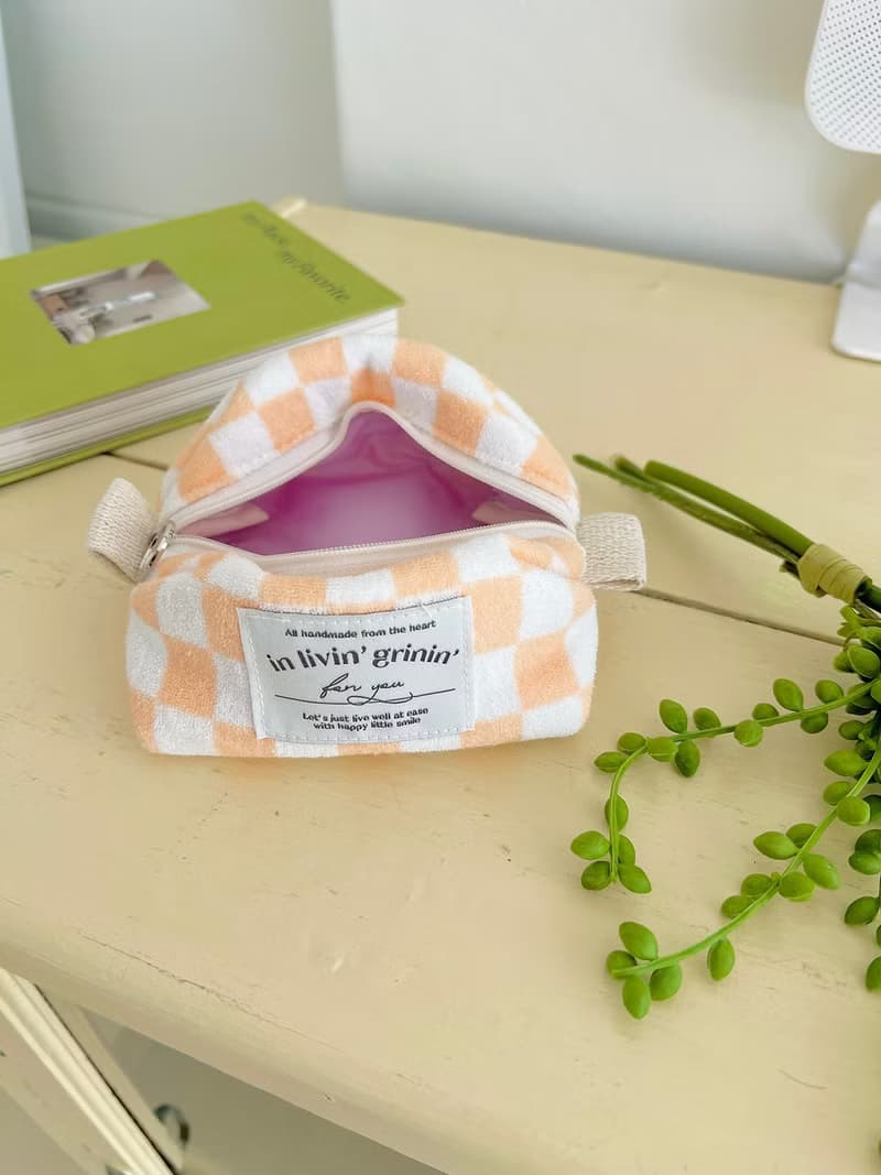 terry checker pouch S_apricot