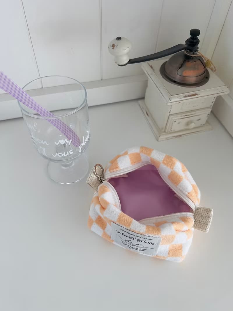 terry checker pouch S_apricot