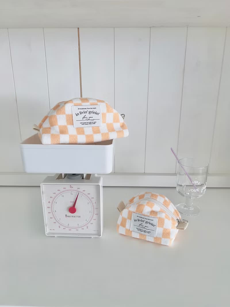 terry checker pouch S_apricot