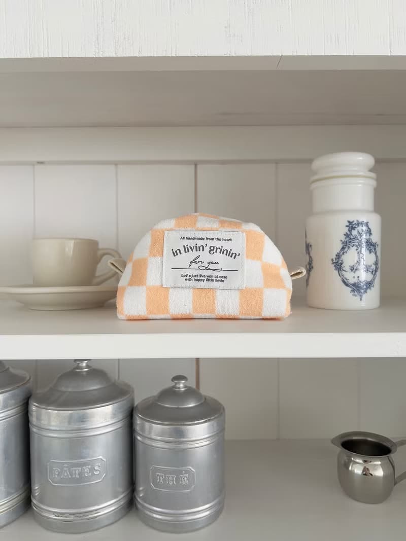 terry checker pouch S_apricot
