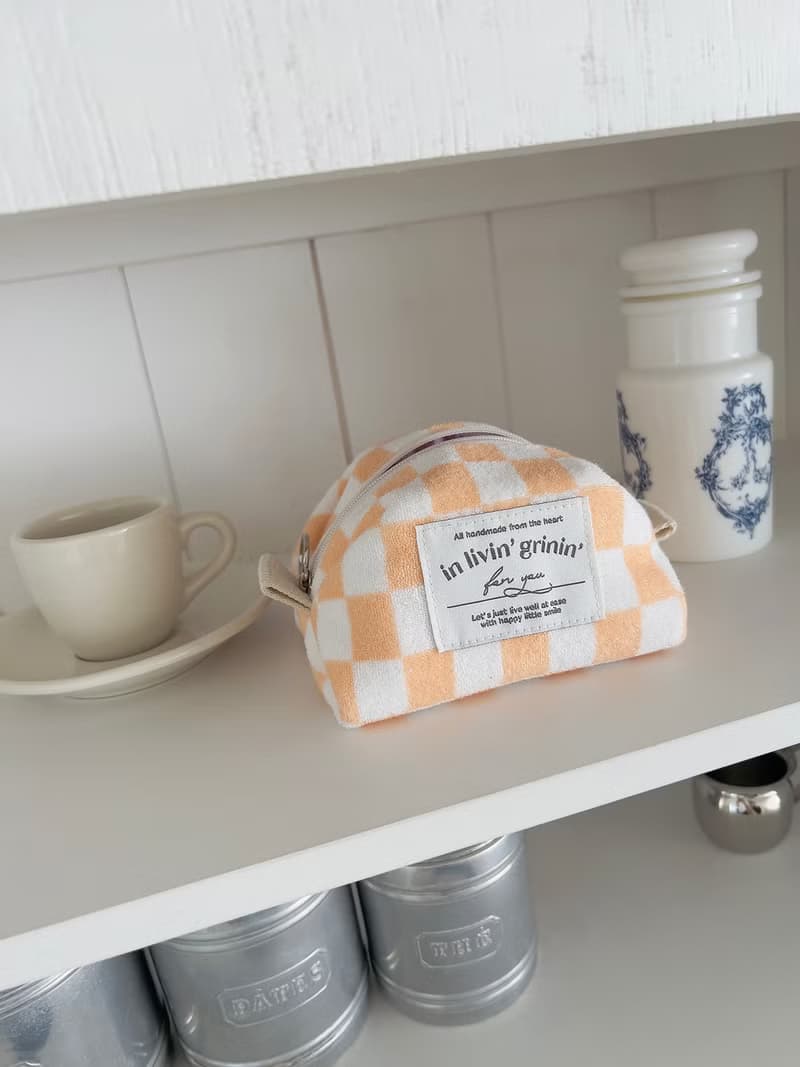 terry checker pouch S_apricot