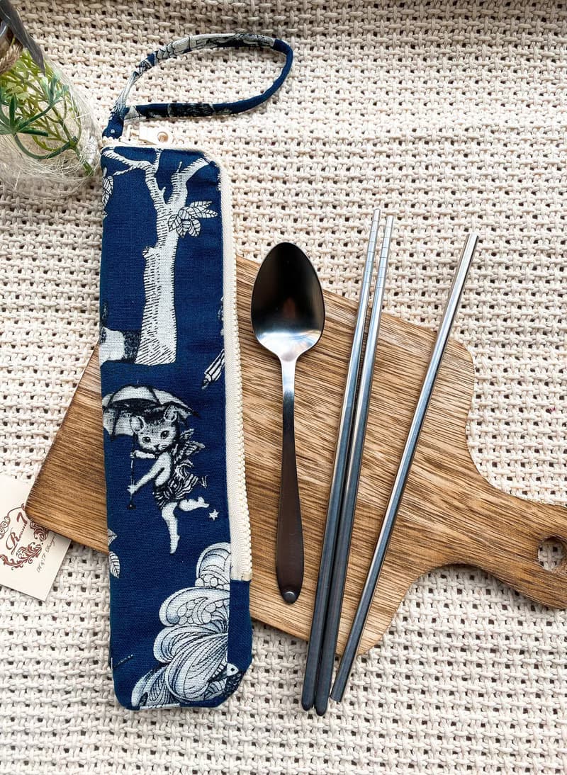 拉鍊餐具袋(不含餐具)/內部防微潑水材質/交換禮物首選