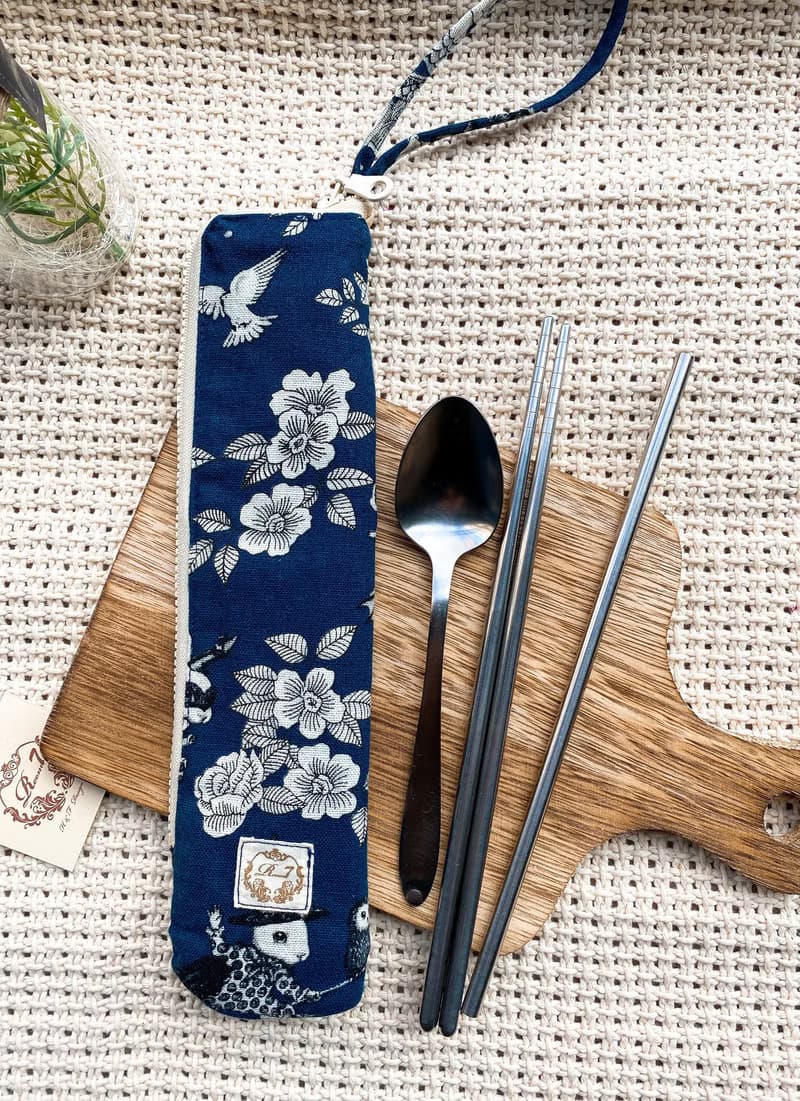 拉鍊餐具袋(不含餐具)/內部防微潑水材質/交換禮物首選
