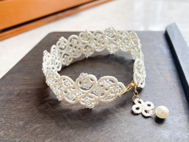 精緻手工梭織米白手錬 Tatting Bracelet 手鏈 手鍊 手環 梭織