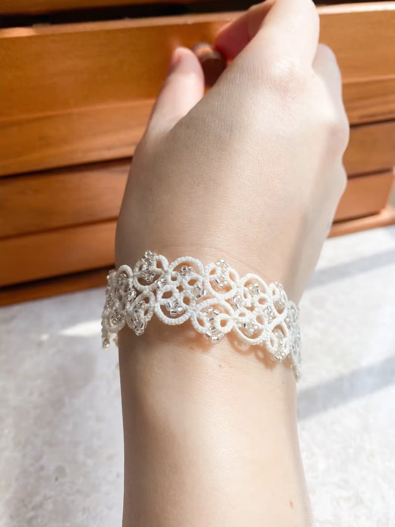 精緻手工梭織米白手錬 Tatting Bracelet 手鏈 手鍊 手環 梭織