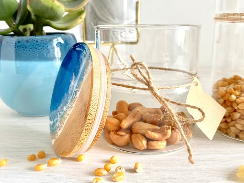 Glass Jar, Resin Ocean Painting, Wedding Gift, Home Gift