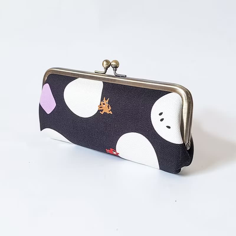 防潑水 筆袋口金包 眼鏡盒 文具禮品 - 燒仙草湯圓 黑 小紅帽