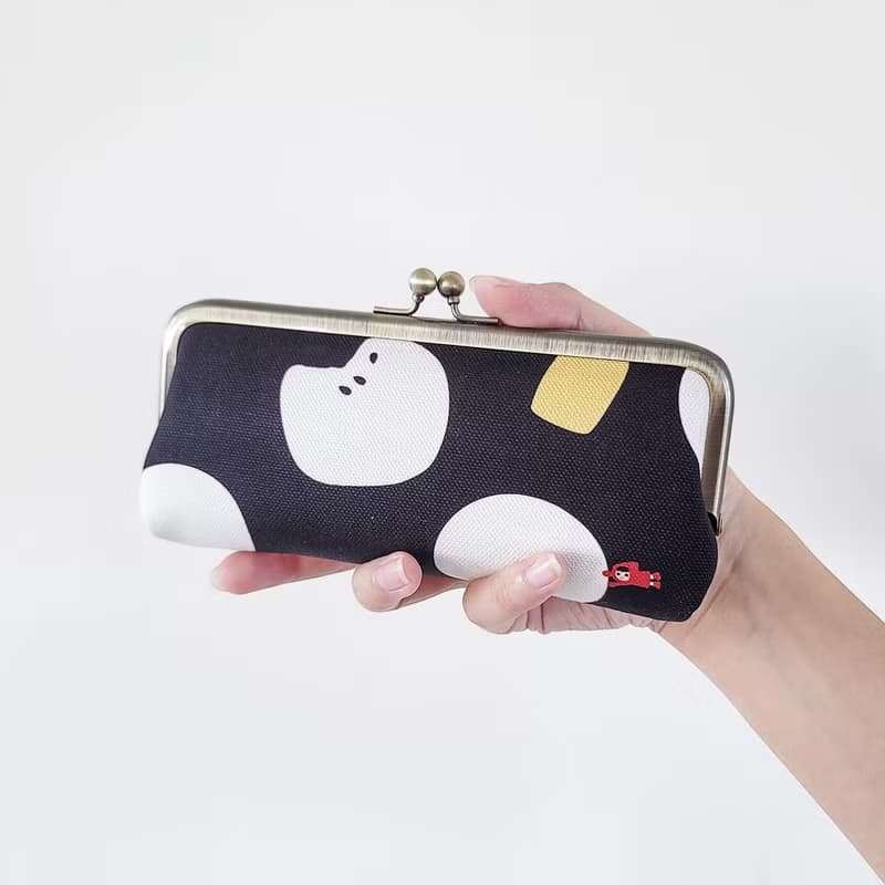 防潑水 筆袋口金包 眼鏡盒 文具禮品 - 燒仙草湯圓 黑 小紅帽
