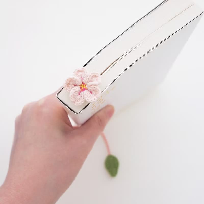 Crocheted Cherry Blossom Flower Bookmark