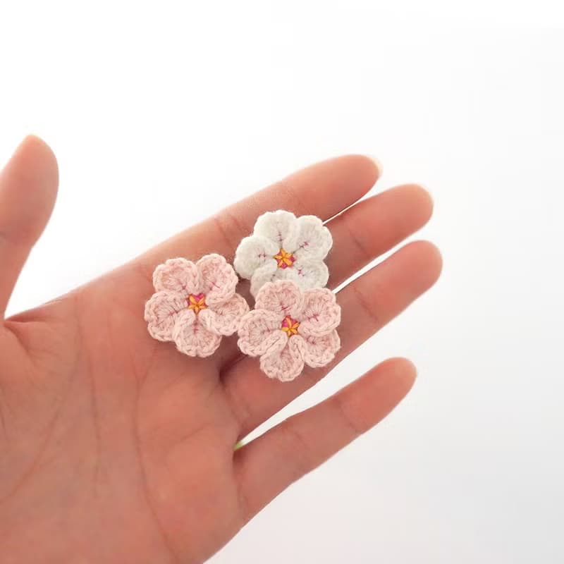 Crocheted Cherry Blossom Flower Bookmark