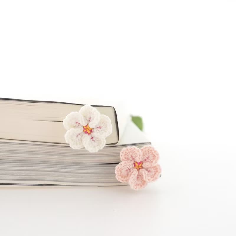 Crocheted Cherry Blossom Flower Bookmark