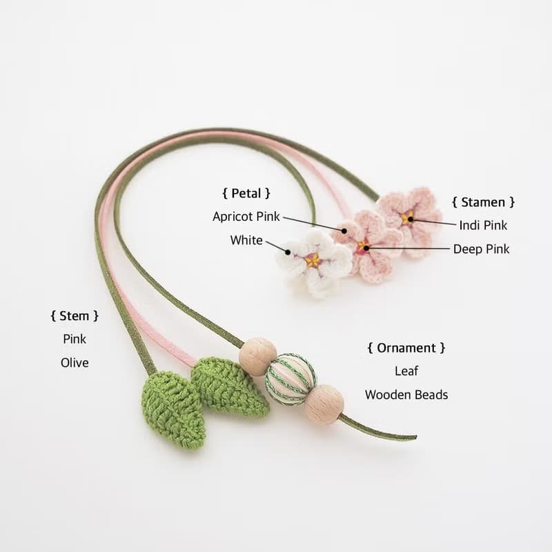 Crocheted Cherry Blossom Flower Bookmark
