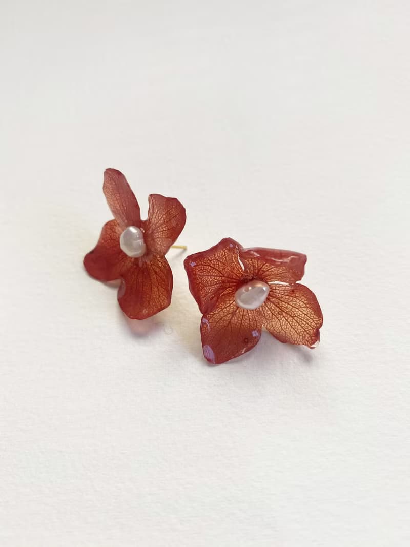 真花耳環-Amber Earrings