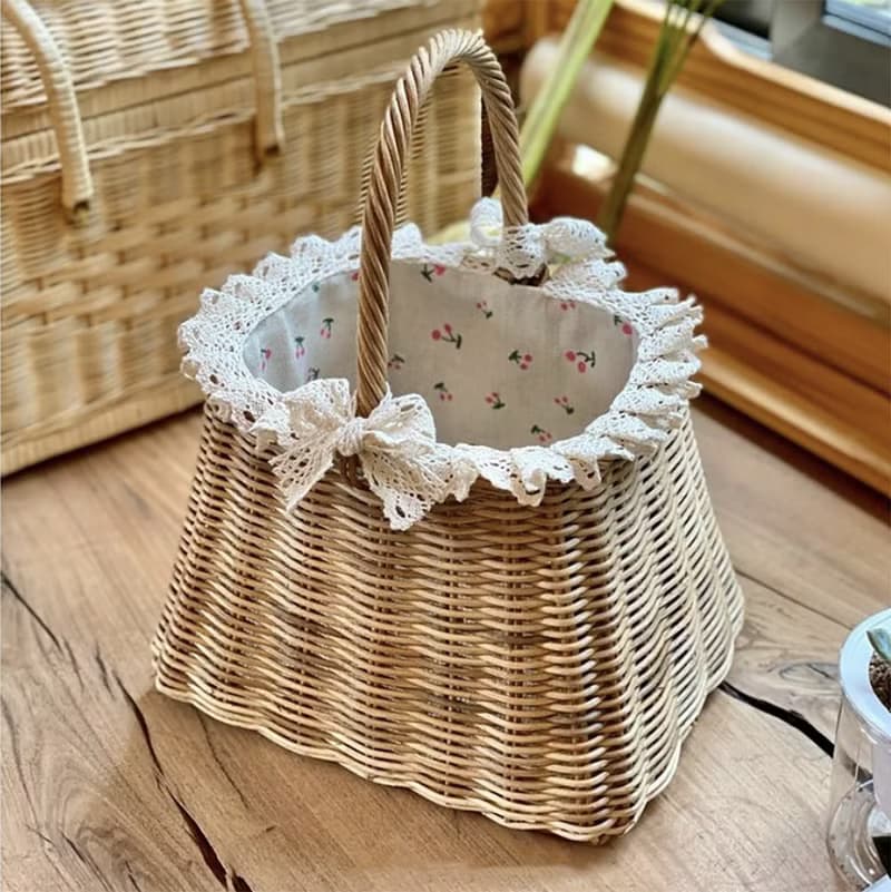 方底籃編織籐編手袋