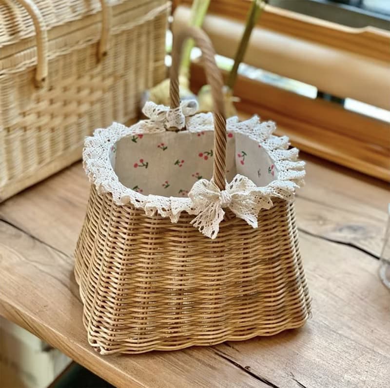 方底籃編織籐編手袋