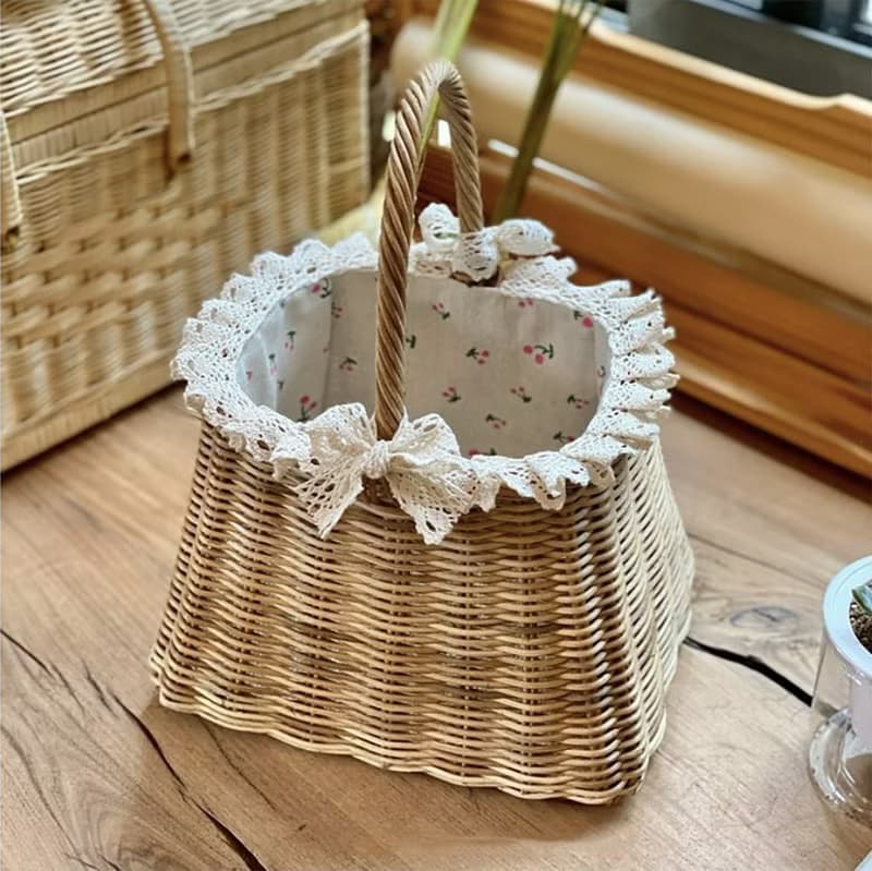 方底籃編織籐編手袋