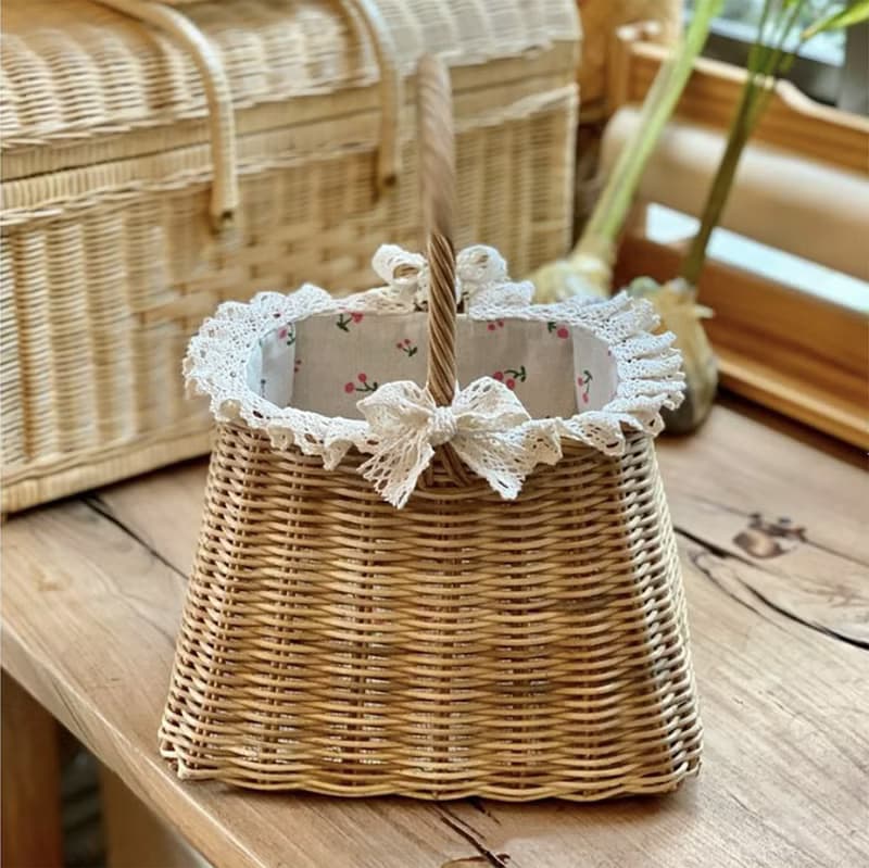 方底籃編織籐編手袋