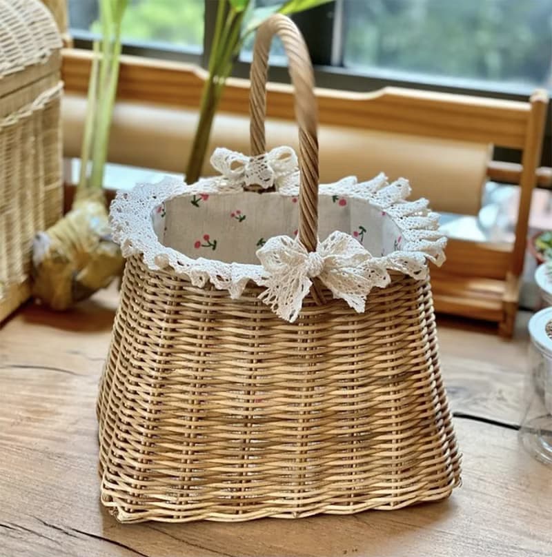 方底籃編織籐編手袋