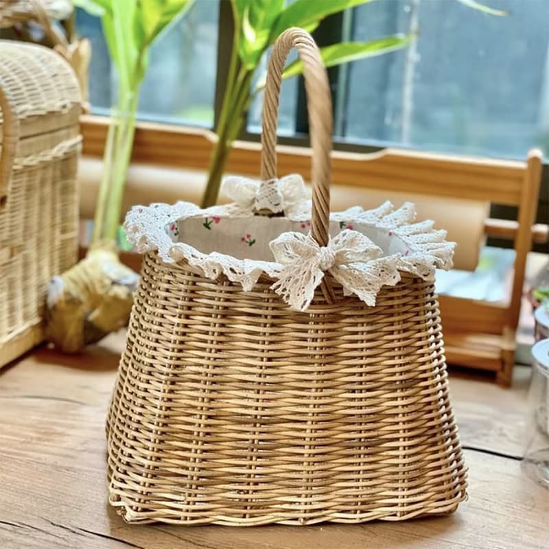 方底籃編織籐編手袋