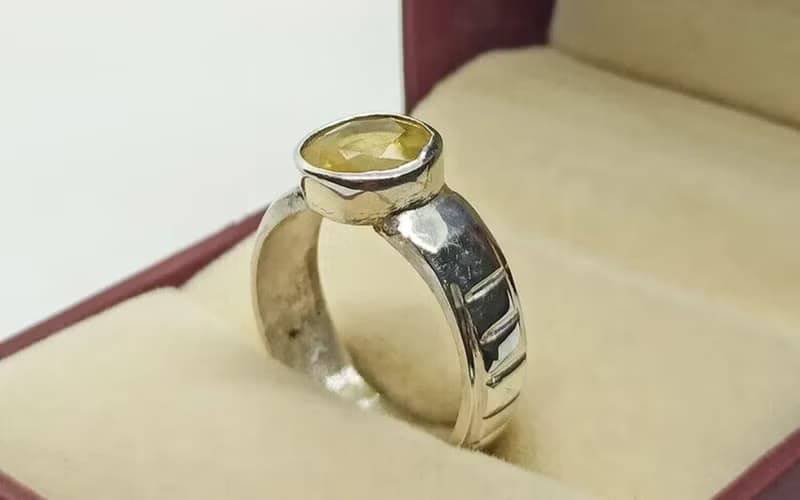 Natural Round Cut 5 Carat Stone Yellow Sapphire Sterling Silver 925 Srilankan