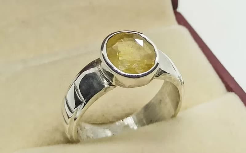 Natural Round Cut 5 Carat Stone Yellow Sapphire Sterling Silver 925 Srilankan