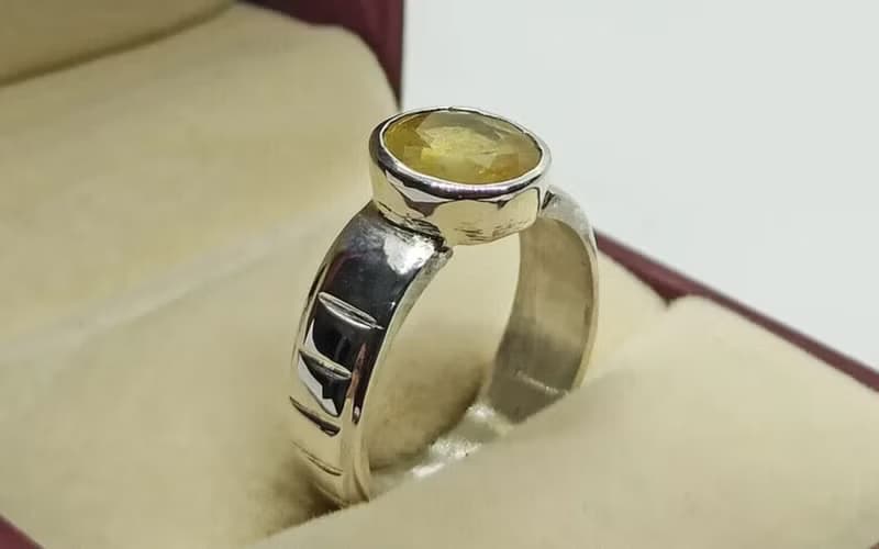 Natural Round Cut 5 Carat Stone Yellow Sapphire Sterling Silver 925 Srilankan