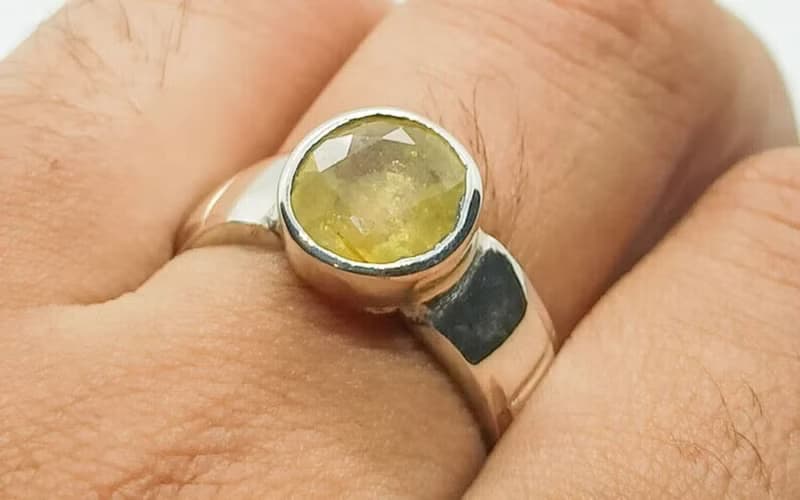 Natural Round Cut 5 Carat Stone Yellow Sapphire Sterling Silver 925 Srilankan