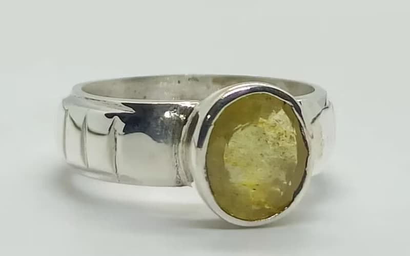 Natural Round Cut 5 Carat Stone Yellow Sapphire Sterling Silver 925 Srilankan