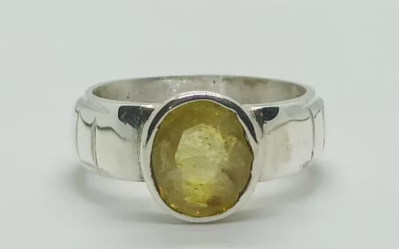 Natural Round Cut 5 Carat Stone Yellow Sapphire Sterling Silver 925 Srilankan