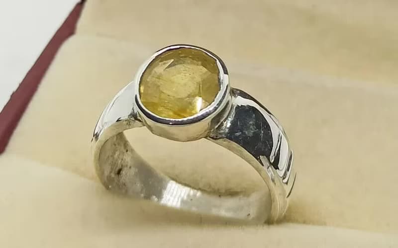 Natural Round Cut 5 Carat Stone Yellow Sapphire Sterling Silver 925 Srilankan