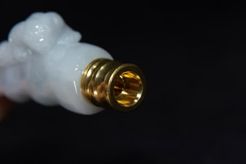 白翡翡翠煙斗 | 天然緬甸玉A貨翡翠 | 送禮